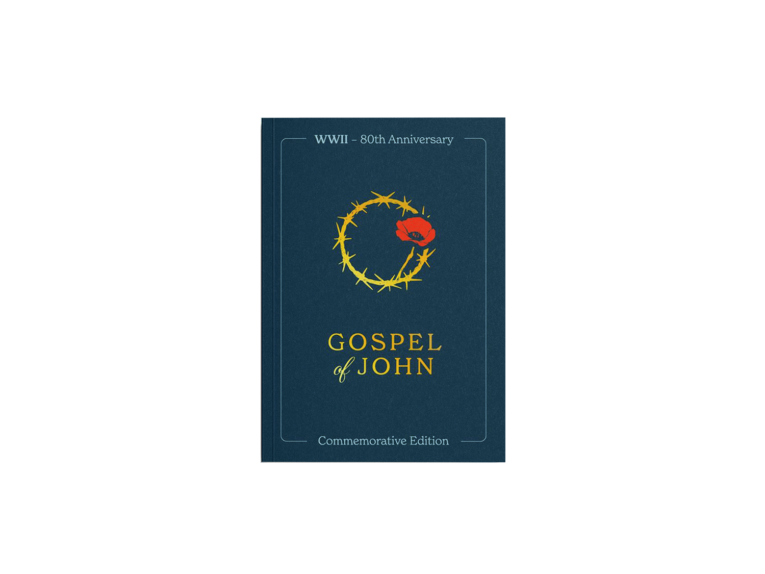 cover image of John's Gospel showing a crown of thorns with a red poppy